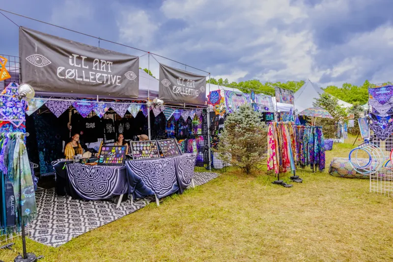 An art vendor's booth on the grounds at Sound Haven 2026