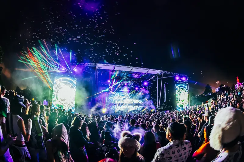 Blue lasers over a packed mainstage crowd at Sound Haven 2026