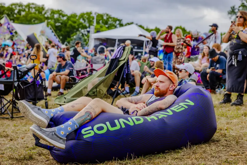 Sitting back on a Sound Haven lounger in front of the mainstage