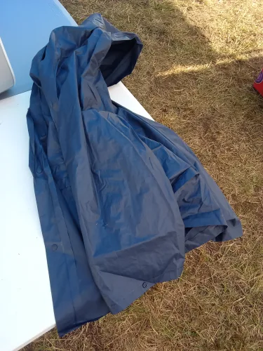 Found item: Blue rain jacket