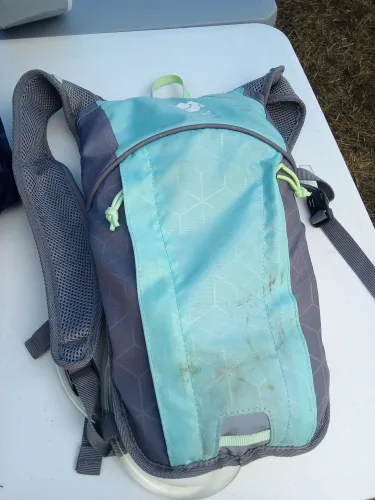 Found item: Blue hydration pack